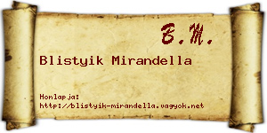 Blistyik Mirandella névjegykártya